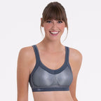 Sujetador deportivo Anita Momentum gris con tirantes anchos