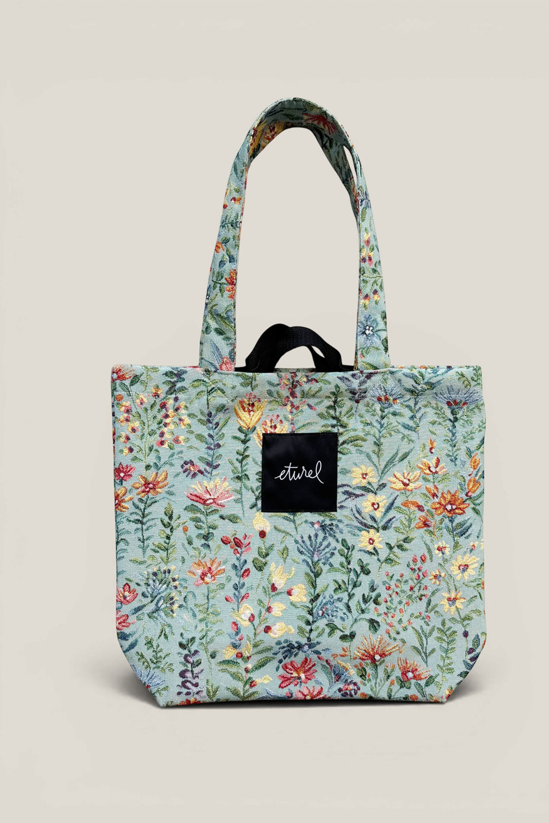 TOTE BAG DE FLORES AZALEAS CELESTE CON DOBLE ASA
