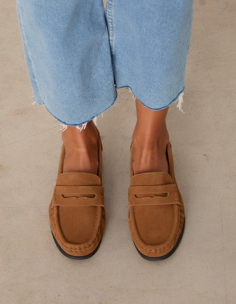 Zapato mocasín Harry Camel de ante