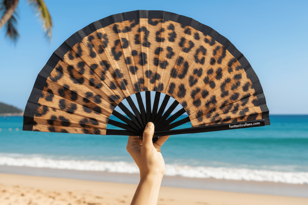 abanico mujer estampado animal print
