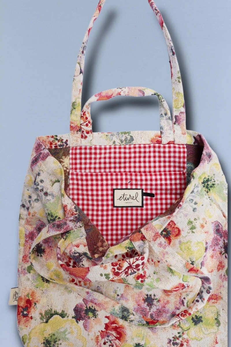bolso mujer algodón estampado amapolas
