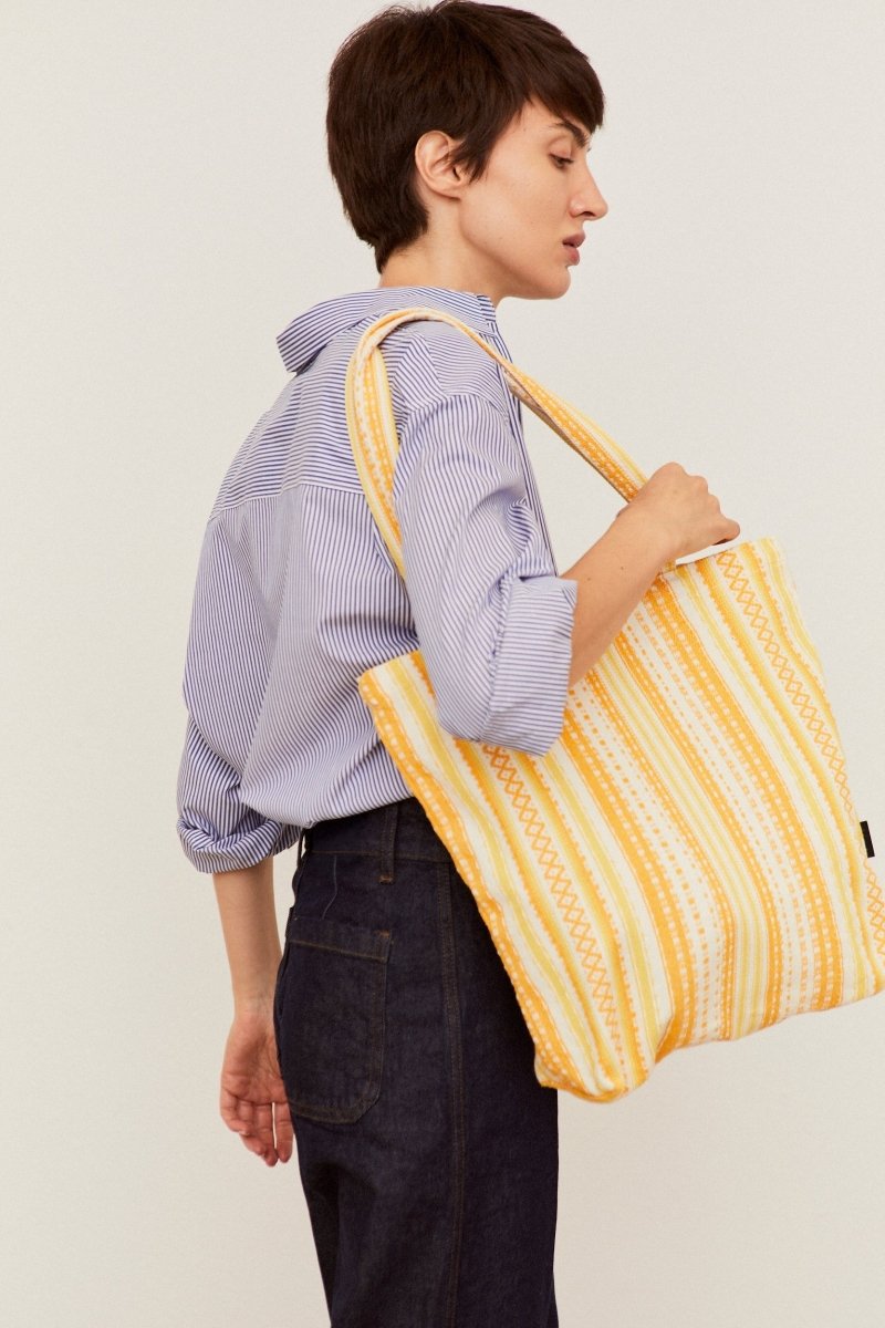 bolso mujer tejido tradicional amarillo
