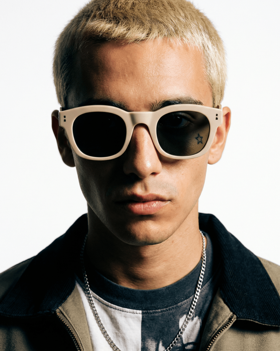 gafas blancas con lentes verdes