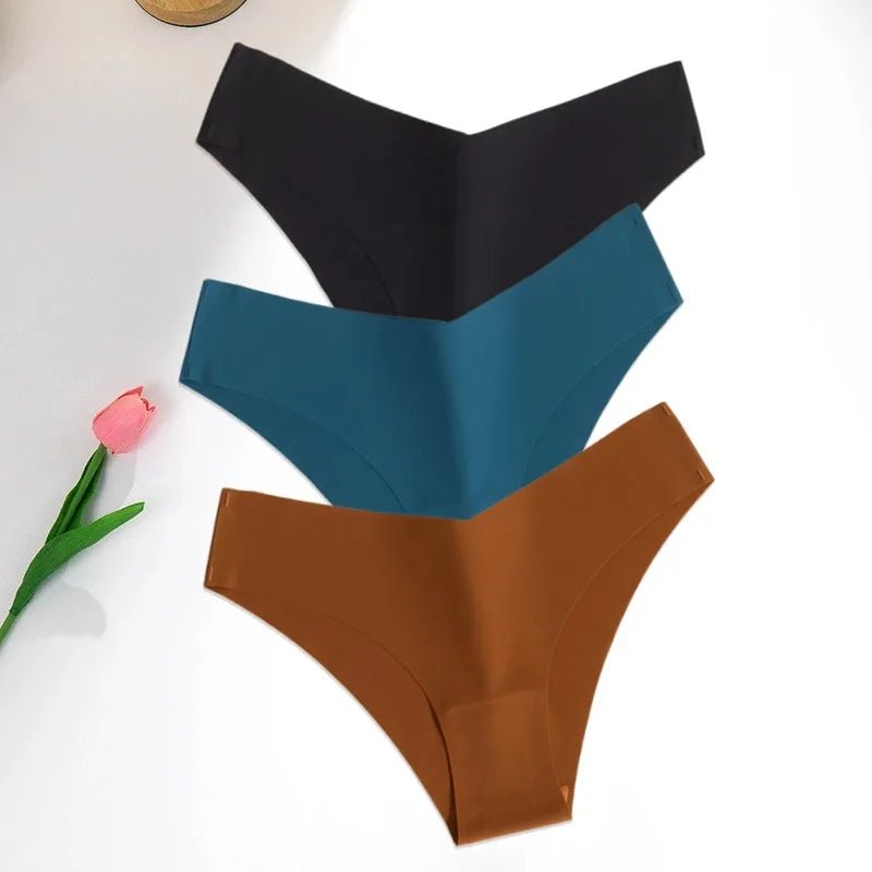 pack tangas mujer sin costuras (negro, marron y azul)