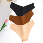 pack tangas mujer sin costuras (negro, piel y marron)