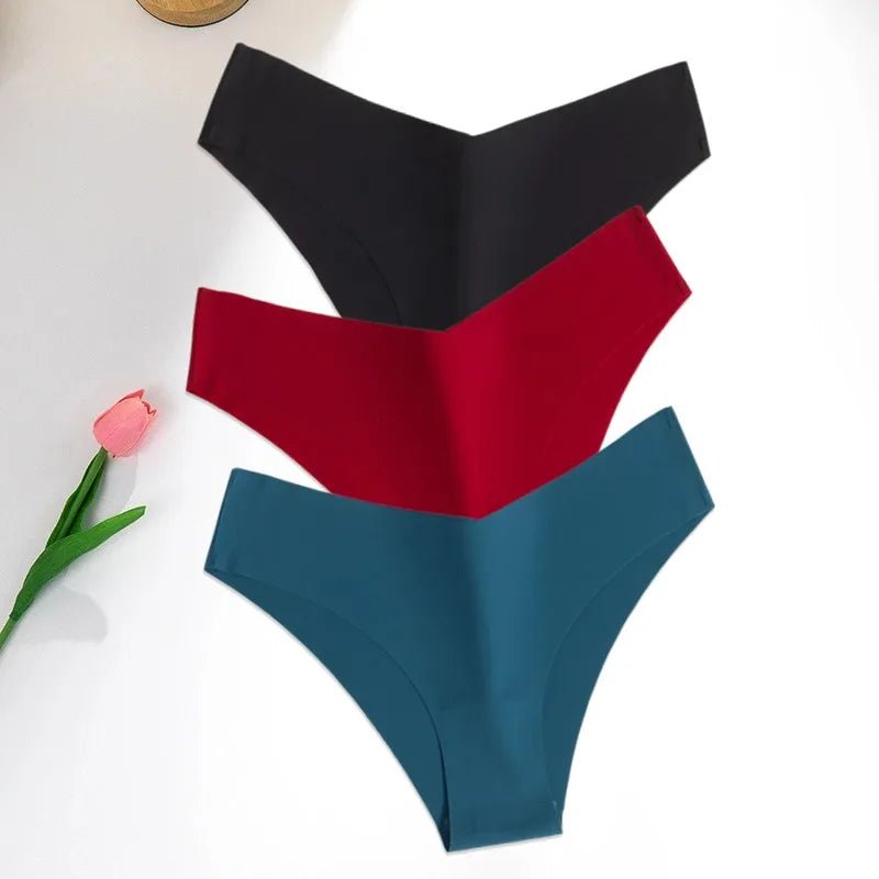 pack tangas mujer sin costuras (negro, rojo y azul)