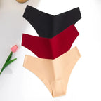 pack tangas mujer sin costuras (negro, rojo y piel)
