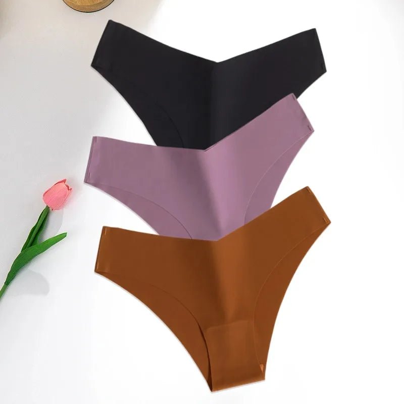 pack tangas mujer sin costuras (violeta, marron y negro)