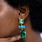 PENDIENTES MEKON DE CRISTAL VERDE ACABADOS EN ORO 18K