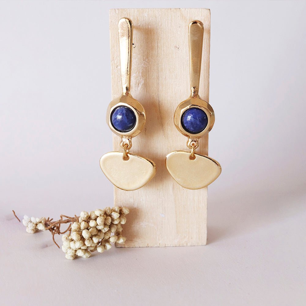 pendientes Rowan Cro baño oro 18kt piedras naturales