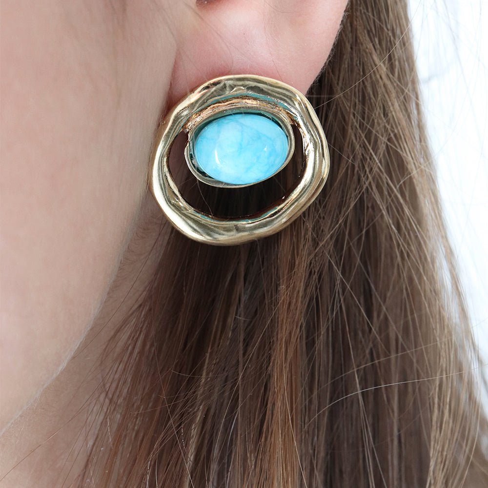 pendientes Siabann piedra natural y baño oro 18k