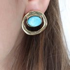 pendientes Siabann piedra natural y baño oro 18k