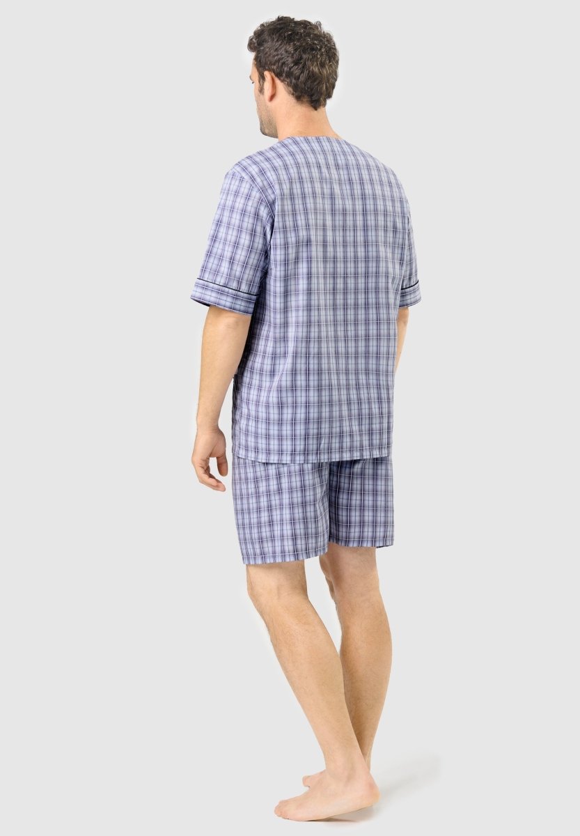 pijama corto hombre azul algodón ligero
