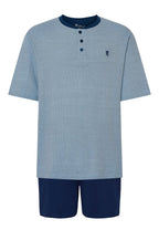pijama corto para hombre azul marino de algodón