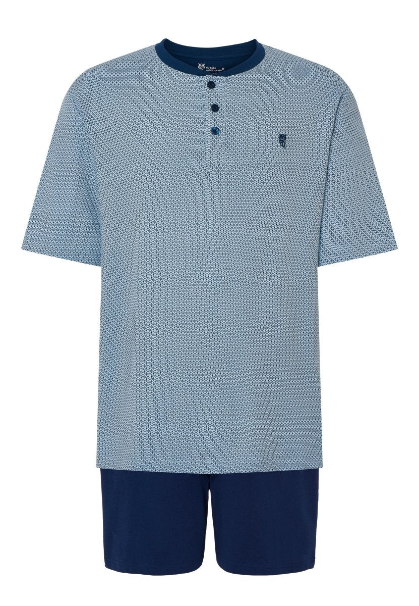 pijama corto para hombre azul marino de algodón