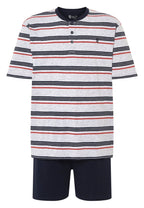 pijama verano algodón hombre gris de rayas