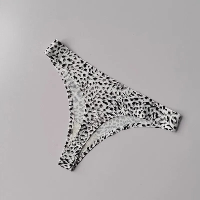 tanga mujer sin costuras leopardo plata